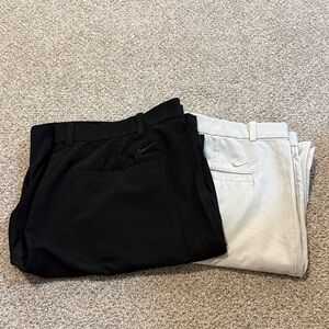 Nike Men's Black and Cream Golf Shorts